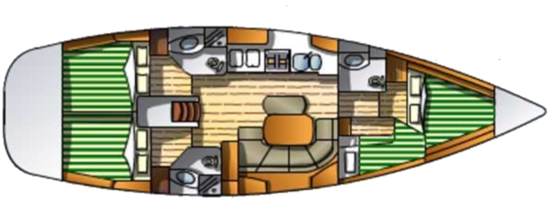 Jedrilica OCEANIS 423 Clipper - raspored prostorija