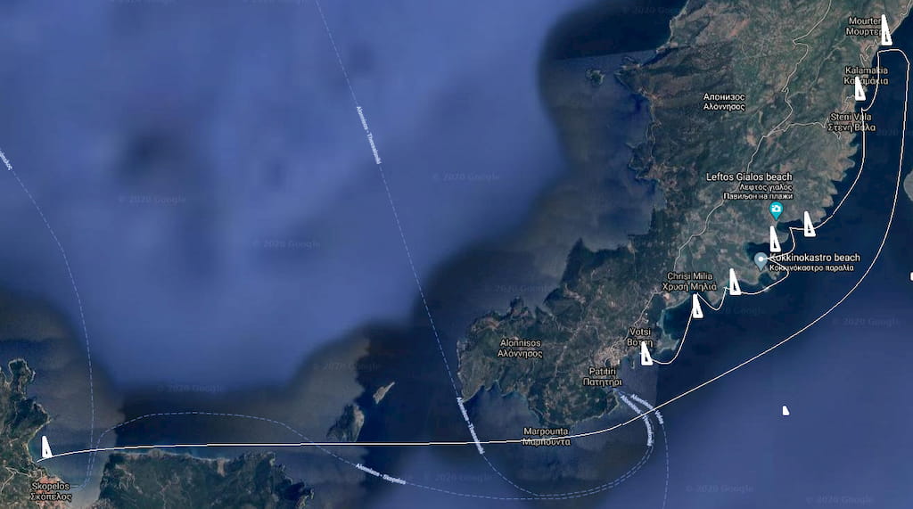 Skopelos - Alonisos - skica rute za krstarenje spordima od 11 dana - dan 5